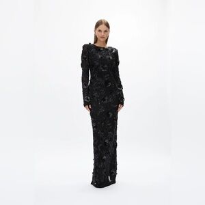 Rachel Gilbert New Pierre SLV Gown Dress Beaded Black Size 10